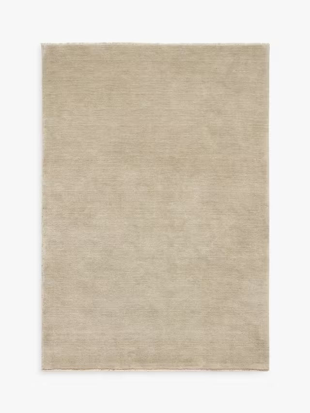 John Lewis Plain New Zealand Wool Rectangular Rug L300 x W200cm - Putty