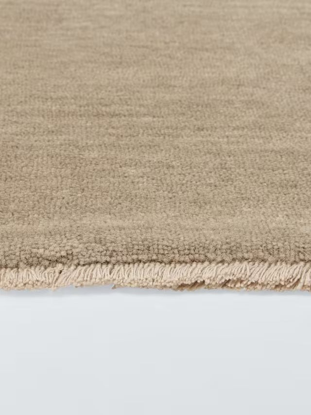 John Lewis Plain New Zealand Wool Rectangular Rug L300 x W200cm - Putty