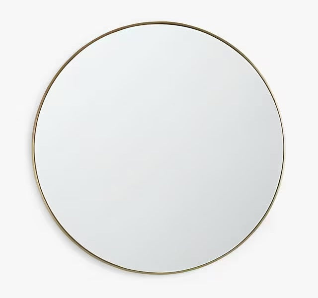 John Lewis Scandi Design 80cm Decorative Slim Metal Round Wall Mirror - Gold