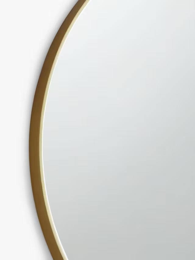 John Lewis Scandi Design 80cm Decorative Slim Metal Round Wall Mirror - Gold
