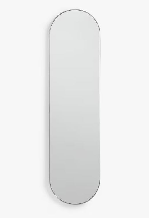 John Lewis Scandi Decorative Metal Oval Lozenge Mirror 122 x 30cm - Silver