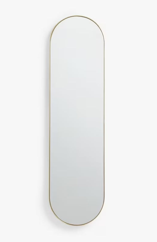 John Lewis Scandi Metal Lozenge Rounded Oval Wall Mirror 122 x 30cm - Gold - Kazoop 