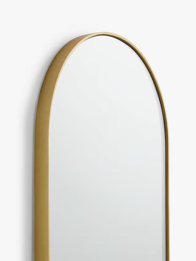 John Lewis Scandi Metal Lozenge Rounded Oval Wall Mirror 122 x 30cm - Gold - Kazoop 