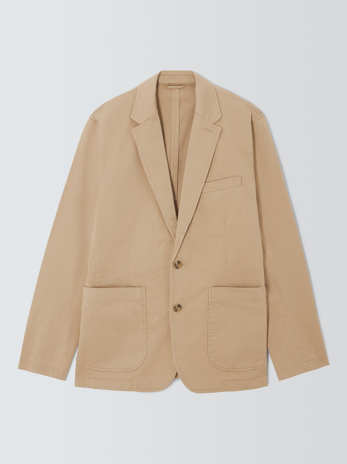 John Lewis Mens Cotton Regular Length Smart Casual Blazer Stone - Size S