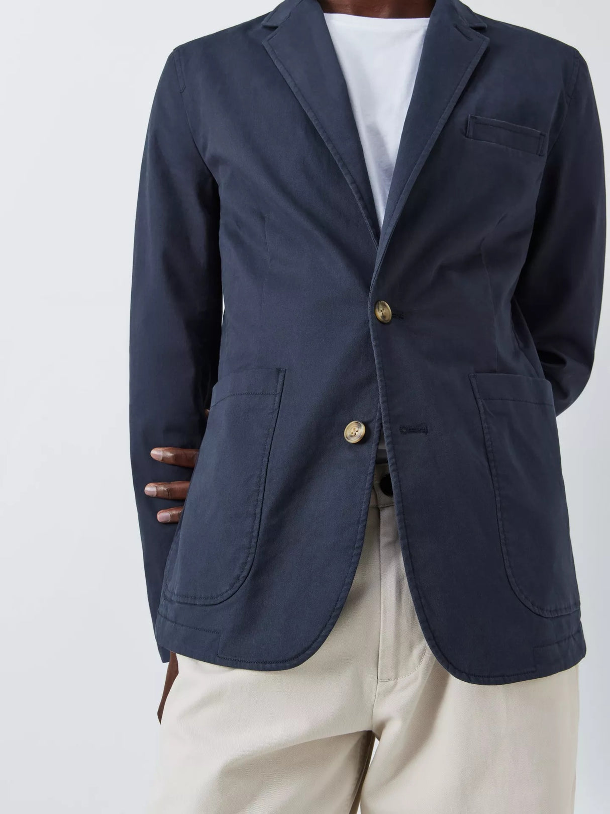 John Lewis Men's Smart Formal Casual Jacket Cotton Blazer - Navy - Large