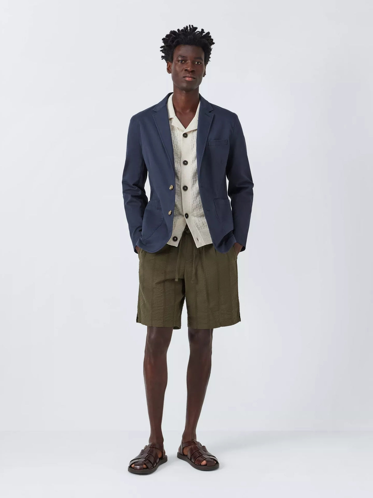 John Lewis Men's Smart Formal Casual Jacket Cotton Blazer - Navy - Large