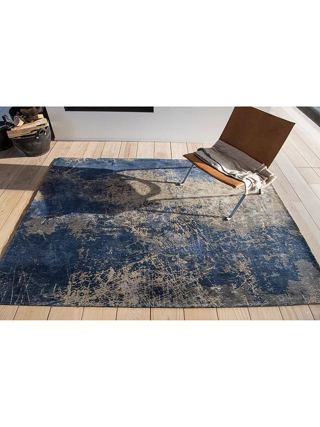 Louis De Poortere Cracks Abyss Abstract Rug L180 x W120cm - Blue - Kazoop 
