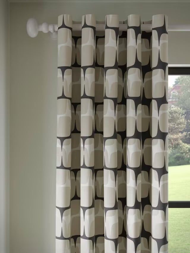 Scion Going Lohko Pair Lined Eyelet Curtains W228 x D228cm - Putty/Charcoal