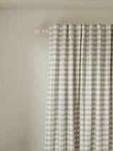 John Lewis Gingham Check Weave Pair Lined Curtains W167 x Drop 182cm - Putty - Kazoop 