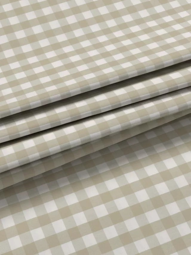 John Lewis Gingham Check Weave Pair Lined Curtains W167 x Drop 182cm - Putty - Kazoop 