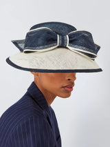 John Lewis Women's Betty Large Bow Abaca Asymmetric Downturn Hat - Navy
