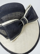 John Lewis Women's Betty Large Bow Abaca Asymmetric Downturn Hat - Navy