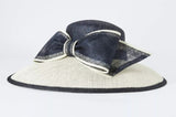 John Lewis Women's Betty Large Bow Abaca Asymmetric Downturn Hat - Navy