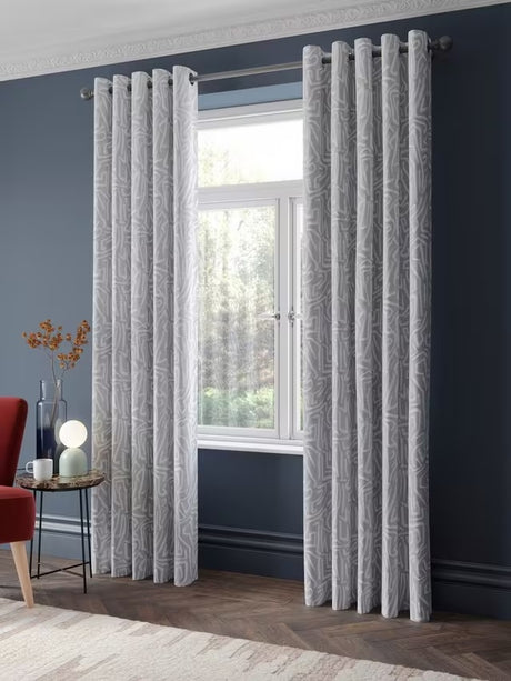 Harlequin Melodic Geometric Pair Lined Eyelet Curtains 228x228cm - Grey/Sand