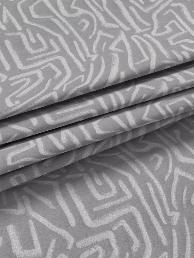 Harlequin Melodic Geometric Pair Lined Eyelet Curtains 228x228cm - Grey/Sand