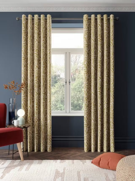 Harlequin Melodic Pair Lined Eyelet Curtains W167 x Drop 182cm - Gold & Sand