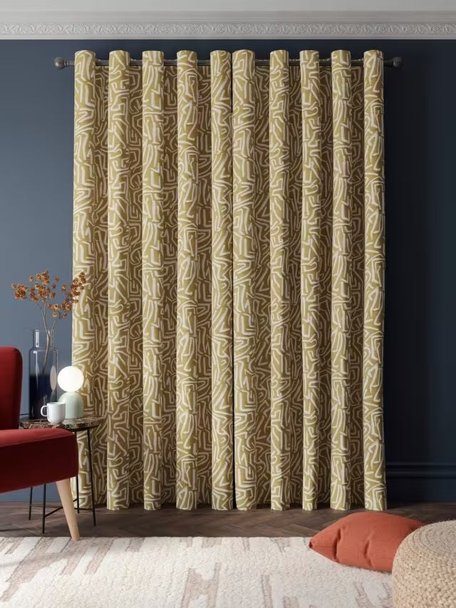 Harlequin Melodic Pair Lined Eyelet Curtains W167 x Drop 182cm - Gold & Sand