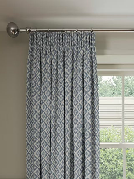 John Lewis Jaya Pair Lined Pencil Pleat Curtains W228 x D137cm - Lake Blue