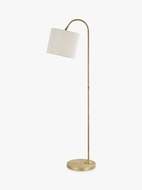 John Lewis Isabel Drum Shade Curved Arch Floor Lamp - Matte Antique Brass - Kazoop 