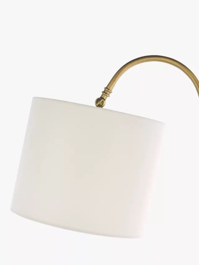 John Lewis Isabel Drum Shade Curved Arch Floor Lamp - Matte Antique Brass - Kazoop 