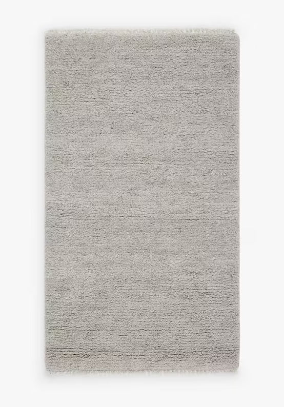 John Lewis Cloud Plain Rectangular Merino Wool Rug 180 x 120cm - Mid Grey