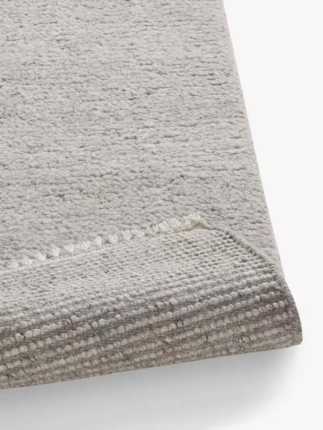 John Lewis Cloud Plain Rectangular Merino Wool Rug 180 x 120cm - Mid Grey