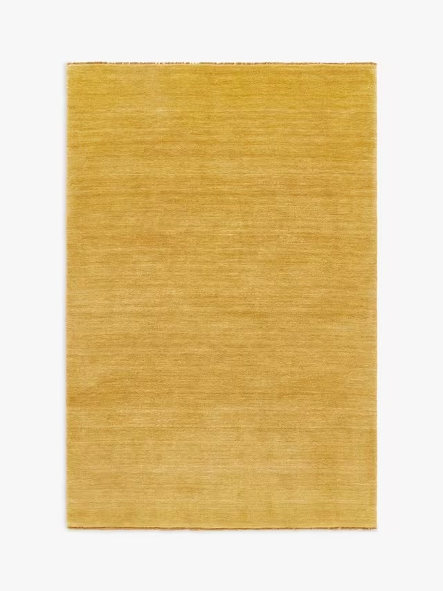 John Lewis Plain New Zealand Hand Woven Wool Rug 140 x 80cm - Mustard Yellow