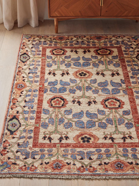 Gooch Luxury Justica Hand Knotted Floral Wool Rug L180 x W120cm - Multi