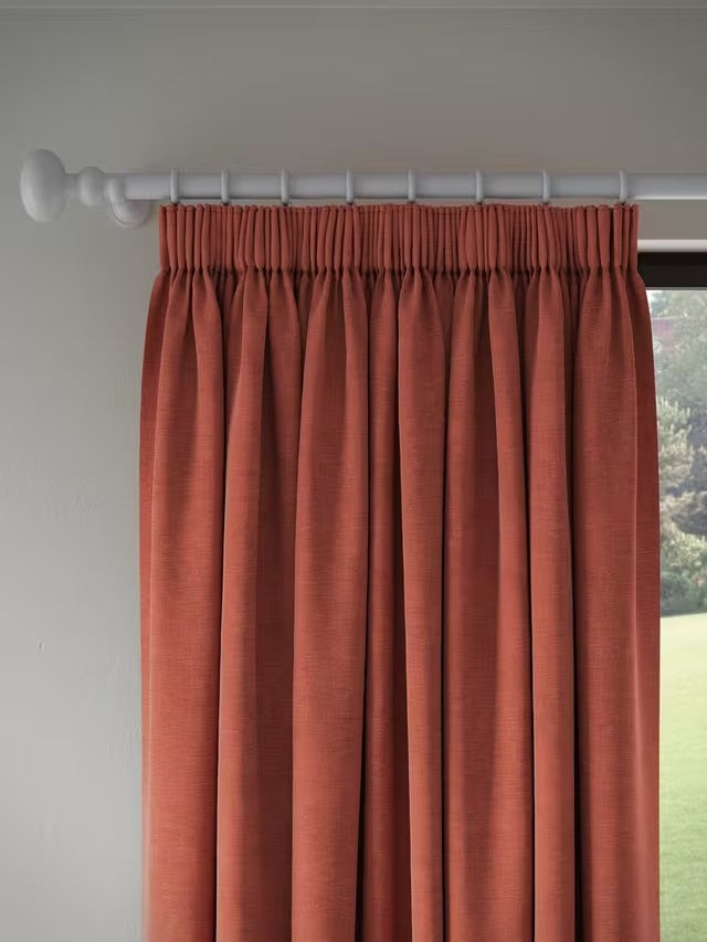 John Lewis Textured Blackout/Thermal Pencil Pleat Curtains 228x274cm - Brick - Kazoop 