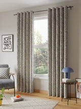 John Lewis Scribble Print Pair Lined Eyelet Curtains 228 x 228cm - Graphite