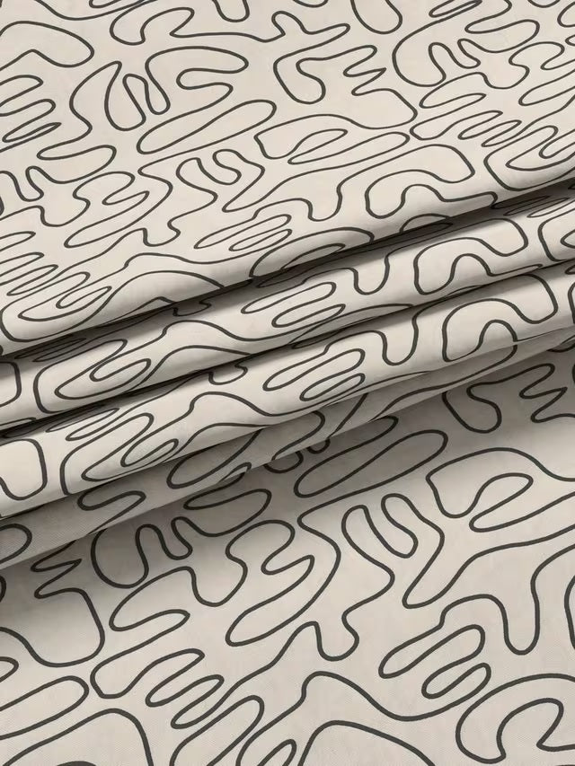 John Lewis Scribble Print Pair Lined Eyelet Curtains 228 x 228cm - Graphite