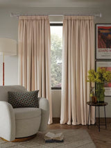 John Lewis Textured Blackout/Thermal Pencil Pleat Curtains 228x228cm - Putty