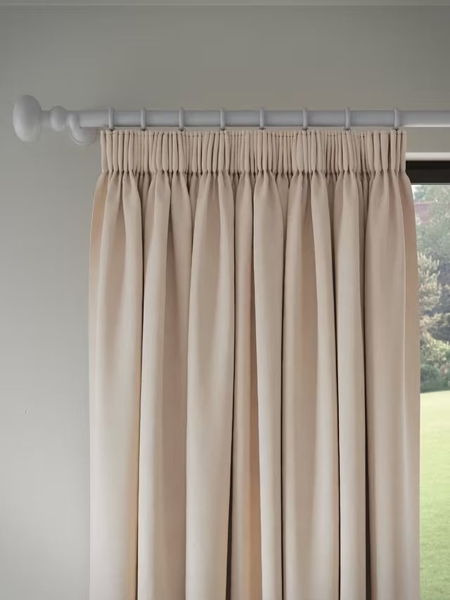 John Lewis Textured Blackout/Thermal Pencil Pleat Curtains 228x228cm - Putty