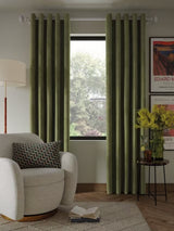 John Lewis Polyester Velvet Pair Lined Eyelet Curtains 228 x 228cm - Avocado