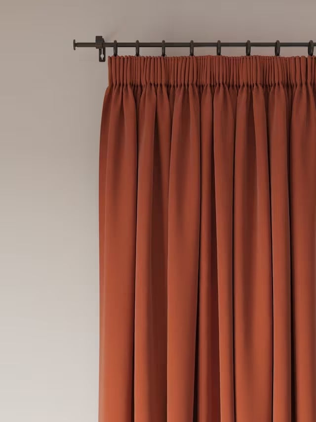 John Lewis Arlo Pair Lined Pencil Pleat Curtains 228 x 274cm - Burnt Orange