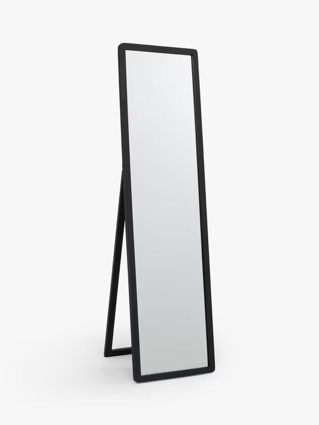 John Lewis Slim Solid Oak Wood Full-Length Cheval Mirror 160 x 42cm - Black
