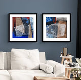 Natasha Barnes New Forms Framed Print & Mount 61.5 x 61.5cm Set of 2 - Blue