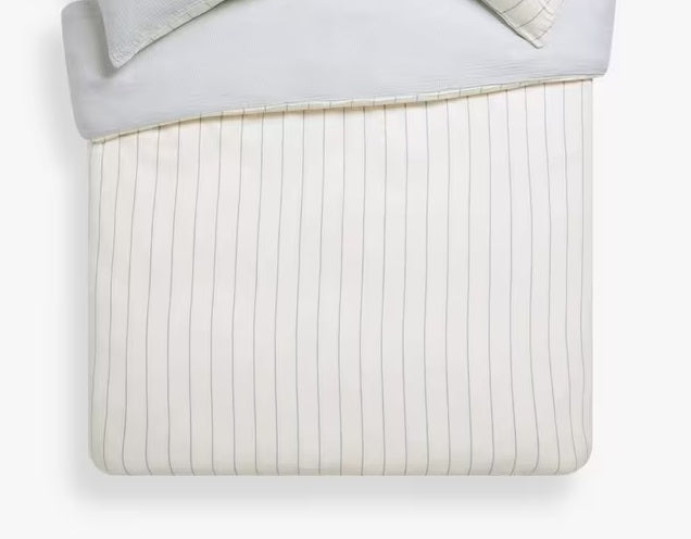 John Lewis Gauze Reversible Stripe Cotton Super King Duvet Cover - Blue