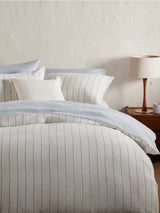 John Lewis Gauze Reversible Stripe Cotton Super King Duvet Cover - Blue
