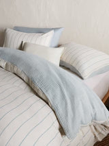 John Lewis Gauze Reversible Stripe Cotton Super King Duvet Cover - Blue