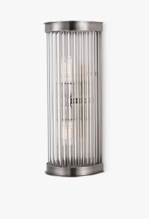 John Lewis Boston Ribbed Glass IP44  Bathroom Wall Light - Industrial Black