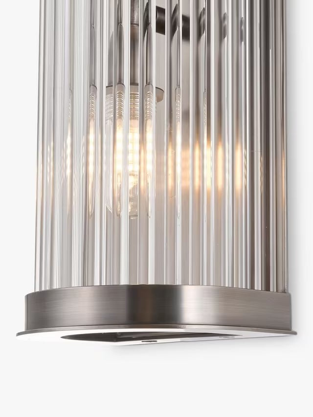 John Lewis Boston Ribbed Glass IP44  Bathroom Wall Light - Industrial Black