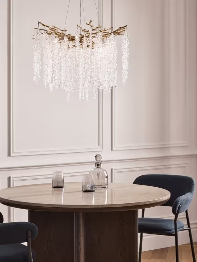 John Lewis Wisteria Crystal Glass Chandelier Ceiling Light - Antique Brass