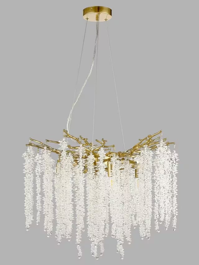 John Lewis Wisteria Crystal Glass Chandelier Ceiling Light - Antique Brass