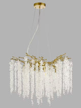 John Lewis Wisteria Crystal Glass Chandelier Ceiling Light - Antique Brass