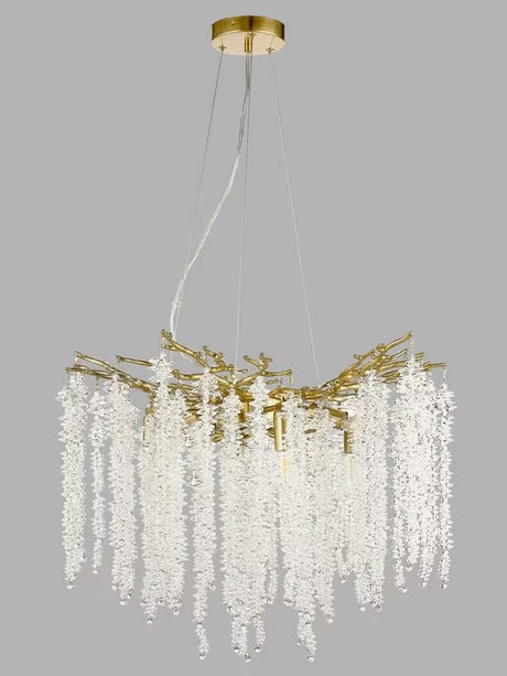 John Lewis Wisteria Crystal Glass Chandelier Ceiling Light - Antique Brass