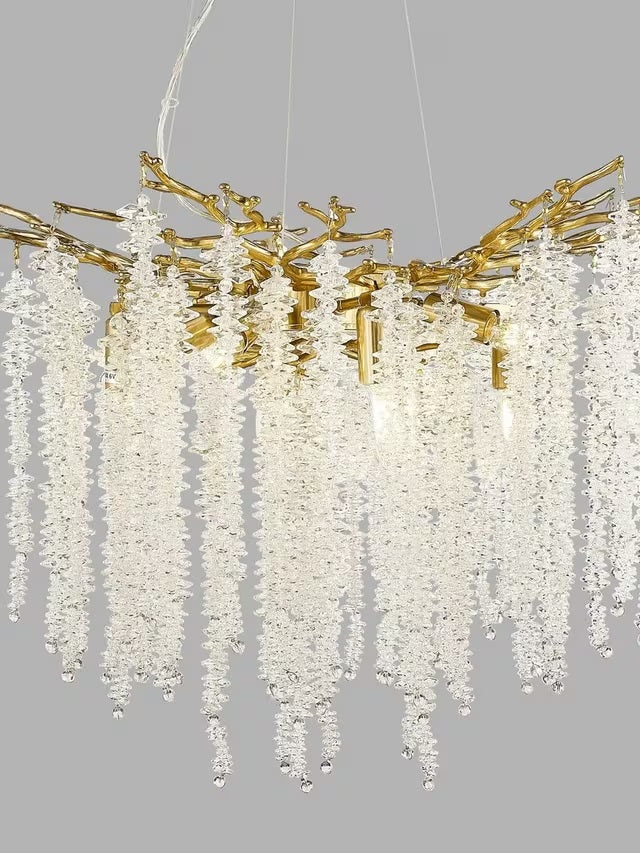 John Lewis Wisteria Crystal Glass Chandelier Ceiling Light - Antique Brass