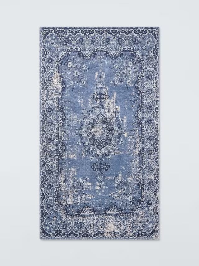 John Lewis Jaipur Cotton Blend Rectangular Traditional Rug 150 x 90cm - Navy
