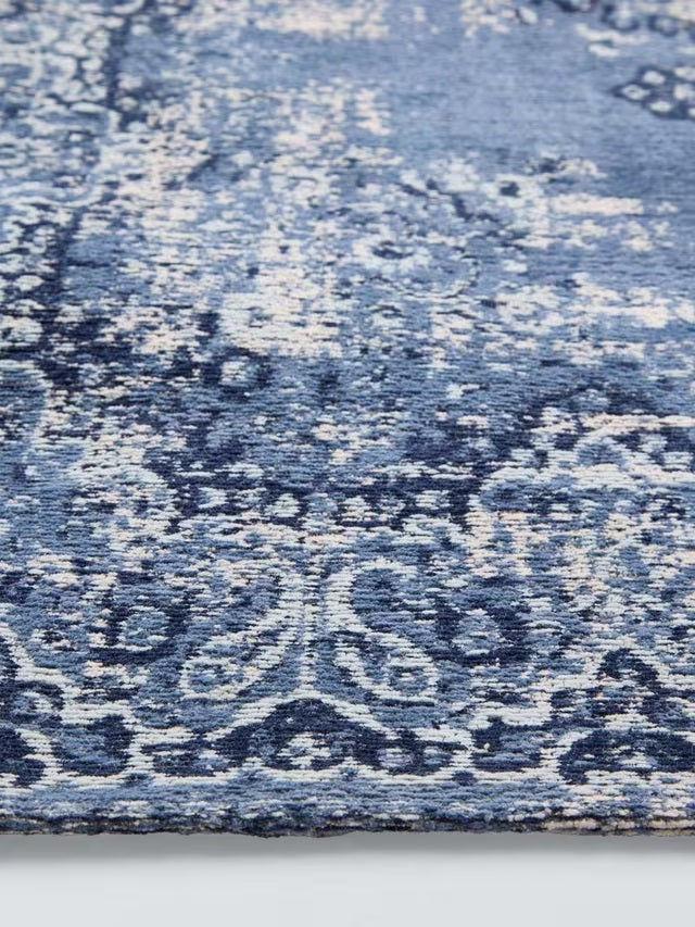 John Lewis Jaipur Cotton Blend Rectangular Traditional Rug 150 x 90cm - Navy