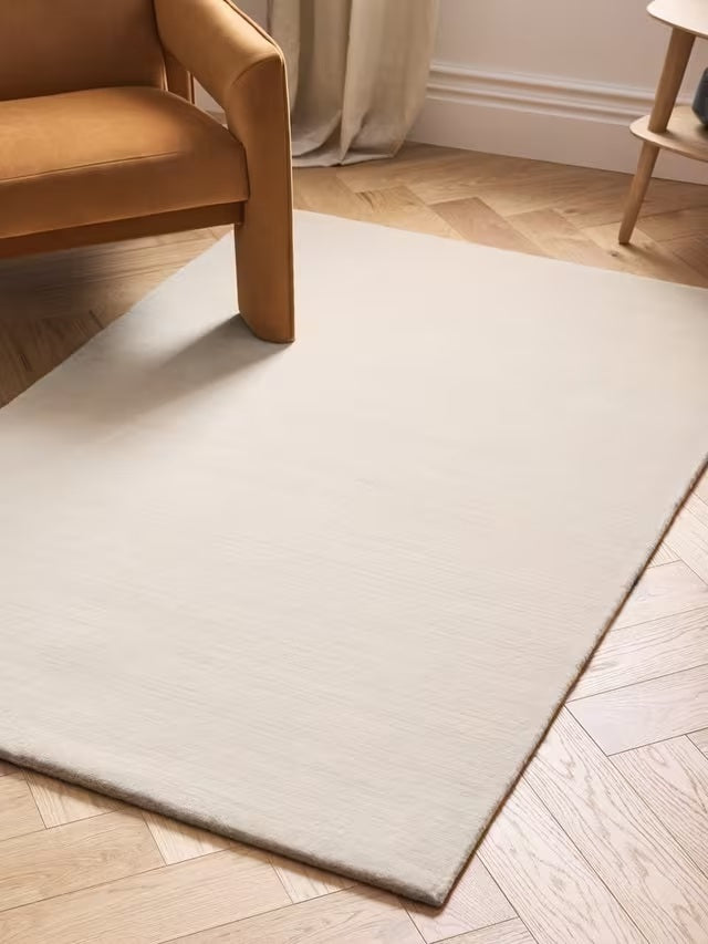John Lewis Luxe Deep Pile Pure Wool Rectangular Rug L180 x W120cm - Natural